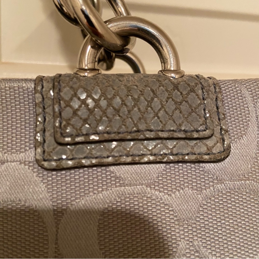 Coach Penelope Snakeskin & Silver Trim Satchel Hand Bag Grey No. B1182-F16537. - Picture 15 of 16